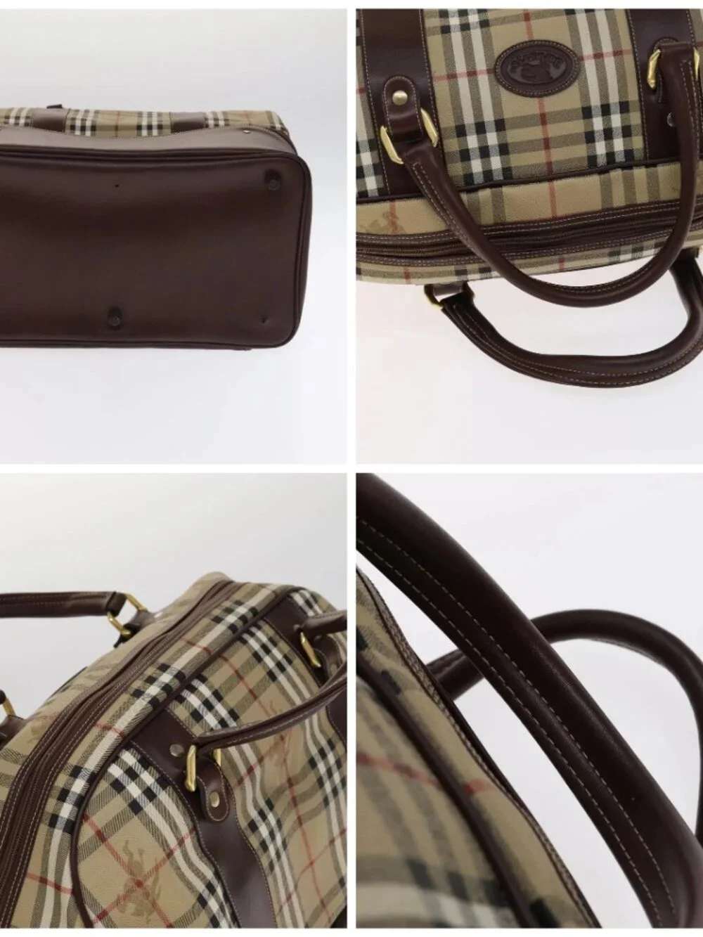 Burberrys Nova Check Boston Bag PVC Leather Beige - Picture 16 of 16